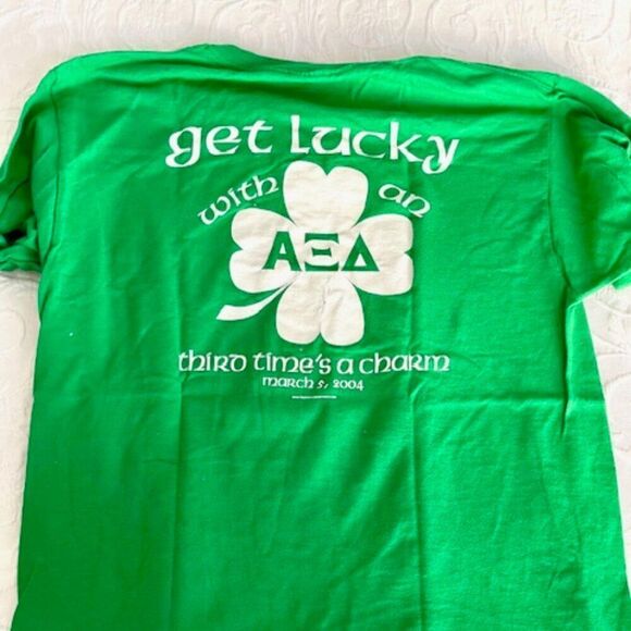 Alpha Xi Delta AZD Sorority Green St. Patrick's Day Party Get Lucky Size Large - Picture 1 of 4